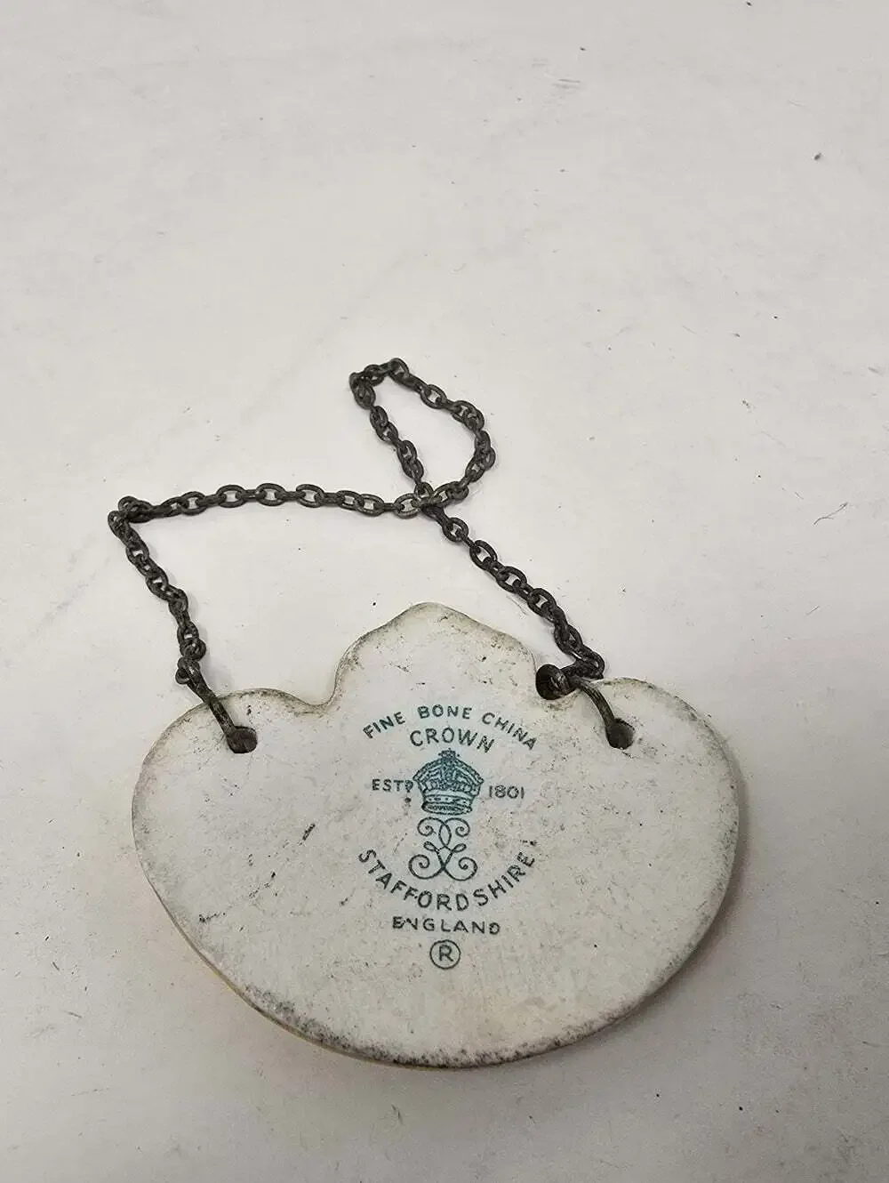 Vintage Crown Staffordshire Vodka Decanter Label Fine Bone China w Chain